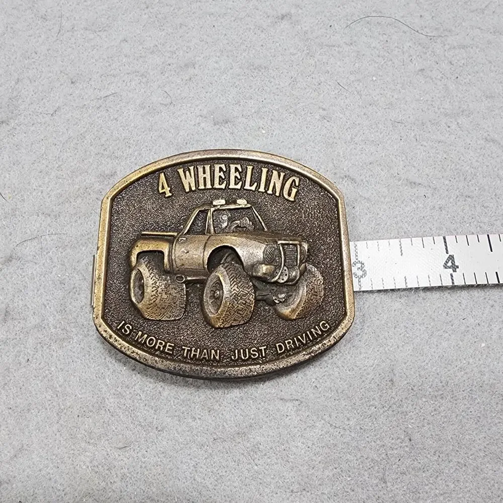 4 Wheeling Is More Than Just Driving Belt Buckle Bergamot Brass Works Vtg 1976